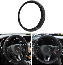 Bling Soft Leather Steering Wheel Cover Protector, 15 Inch Colorful Rhinestones  picture