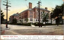 Cambridge MA-Massachusetts, Cambridge High School, Antique posted 1907 Postcard picture