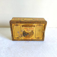 1920s Vintage Karsandas Ludha Three Moon Saffron Advertising Tin Box Rare T688 picture
