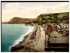 England. Sidmouth, from Jubilee Flagstaff. Vintage Photochrome by P.Z, Photoch picture