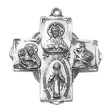 Sterling Silver Medal Four Way Medal 1.125 in with 24 in Stainless Steel Chain picture