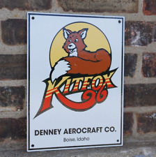 VINTAGE KITFOX PORCELAIN SIGN AEROCRAFT HANGAR AIRPLANES FOX RARE AD AVIATION picture