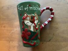 Full Of Mischief Lori Seibert Tall CAT Christmas Mug Cracker Barrel picture