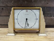Vintage Waltham Mid Century Wooden Desk Clock With Glass Front picture