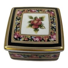 Wedgwood Bone China Clio Trinket Box Made In England 1992 Square Flowers Jewelry picture