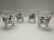 Retro Vintage Whimsy 1950’s Shot Glasses Set Of 4 Humorous Sayings New picture