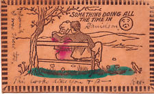 Postcard Leather 'Something's doing...in Danielson' (CT) Couple, Cute message picture