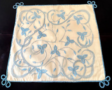 Vintage Hand Embroidered Linen Pillow Cover with Braided Edges  YY710 picture