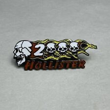2000 Hollister CA Motorcycle Rally Souvenir Enamel Lapel Vest Pin Skull Fire picture