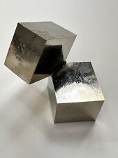 Rare Rectangle Cube___Lusterous Entwined Interlocking Pyrite Cube Cluster_Spain picture