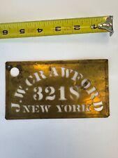 Antique Vintage 19th C Brass Stencil JW CRAWFORD 3218 NEW YORK picture