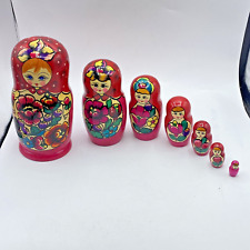 Russian Nesting Doll Matryoshka 7 Pieces Hand Painted In Russia 6 Inch Signed picture