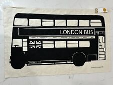 Vintage Tea Towel Linen 30x18 Black London Bus 11 Victoria Eggs picture
