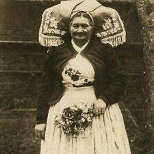 1910s 1920s Women Traditional Headdress Dress Flowers RPPC Vintage Postcard picture