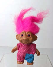 Vintage Troll 3” + height of Pink Hair Brown Eyes w/outfit 1990s picture