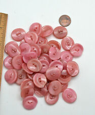45 Old Vintage Czech Glass Pink Flat 2 hole Buttons, Approx 3/4
