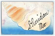 1908 Greetings From Embossed Seashell Glitter Sheridan Missouri Vintage Postcard picture