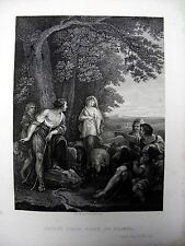 1838 BOOK PLATE PRINT PICTORAL HISTORY OF BIBLE BY HAMILTON JACOB'S FIRST SIGHT picture