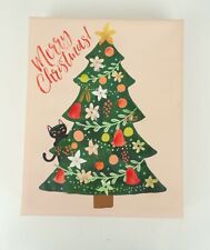 Christmas Tree Cat Wall Art Wall Print Merry Christmas Pink Green Holiday Decor picture