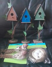 3 Don Mechanic BIRDHOUSES & Crafters Square BIRDS & BIRD'S NEST WITH EGGS Decor. picture