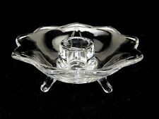 Fenton Accents 3 Legged Candle Holder, Clear Glass, Scalloped 9-Petal Floral Rim picture