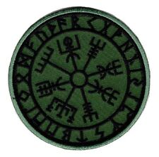 Hook Viking Compass Vegvisir Odin Forest green Patch (P377A)  picture