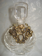 Vintage Crystal Perfume Bottle With Pewter Flower Made in France by VCA picture