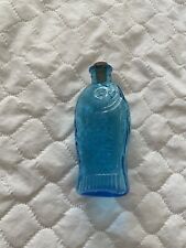 Vintage Blue Glass Fischs Bitters Bottle With Cork Stopper Made in Taiwan-3 Inch picture