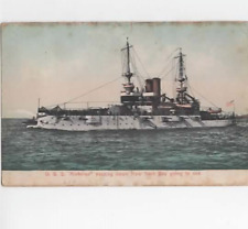 USS Alabama  Battleship  passing down New York Bay  1912 postcard picture