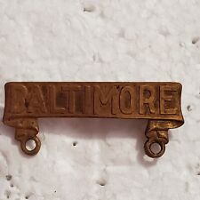 Vintage Baltimore Maryland MA Pin Back Ribbon Badge Dangling Bronze Toned picture