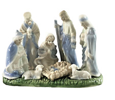 Vintage JTS International Pastel Nativity Scene Porcelain Christmas Manger 1999 picture