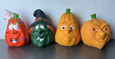 Lot of 4 Vintage Foam Halloween Decorations Pumpkins Witch Goofy Faces picture