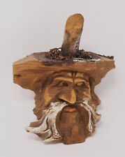 Hand Carved Wood Spirit Forest Face Gnome Troll Vintage 70s Oberammergau Germany picture