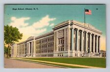 Albany NY-New York, Panoramic View Public High School Vintage Postcard picture