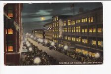 Seattle WA At Night 2nd Ave Dentist Busy Street Moon Divided Back Postcard picture
