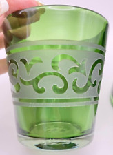 SET OF 2 Artland Glass Renaissance Sage GREEN LOWBALL Glass RARE VGC Hand Blown picture