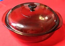 VTG Pyrex Amber Brown Glass 2 Quart Casserole Dish with Lid Round #024 USA picture