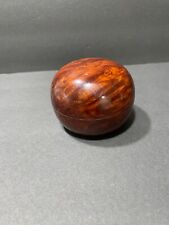 Round Box with Lid Moroccan Thuya Wooden Small Carved Handmade Vintage Pre-owned picture