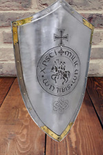 Medieval Templar Crusader Knight Shield, Handcrafted Steel & Brass with Engraved picture