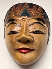 VTG Hand Crafted Wood Java Dancer Mask Wall Décor Javanese Traditional Folk Art picture