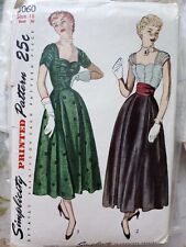 Vintage 1950s Pattern 3060 18 Bust 36 Shirred Sweetheart Swing Flare Evening VLV picture