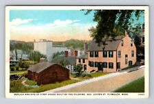Plymouth MA-Massachusetts, Replica & Site Of First House, Vintage Postcard picture