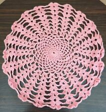 Handmade Crochet Doily, 8', Pink, Vintage picture