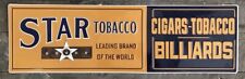 STAR TOBACCO Cigars-Tobacco Billiards Embossed Metal Sign, 12” x 39.5” picture