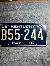1971 Fayette County Kentucky License Plate B55-244 picture