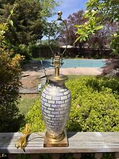 Gorgeous Vintage Large Fredrick Cooper Tesselated Marblized Ceramic & Brass Lamp picture