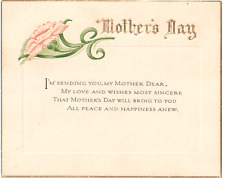 Early 1900's Victorian Mother's Day Embossed Postcard Poem Unposted #P1 picture