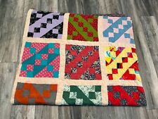 Vintage Handmade Patchwork Quilt 88 x 75 Colorful Great Design  picture
