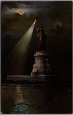 c1910s STATUE OF LIBERTY New York City Postcard Night View / Printed in Germany picture