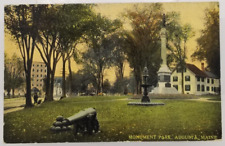 1912 Monument Park Civil War Memorial Augusta Maine Canon Antique Postcard picture